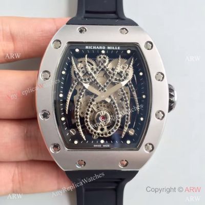 Copy Richard Mille RM 19-01 SS Black Rubber Spider Face Watch